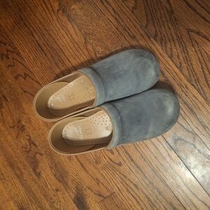 Blue Suede Slip-On Clogs